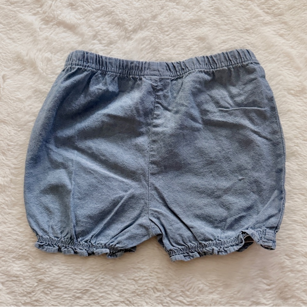 Carter’s 3 Piece Set Bodysuit Chambray Top Shorts Blue Pink Butterfly Size 24M - Picture 8 of 12